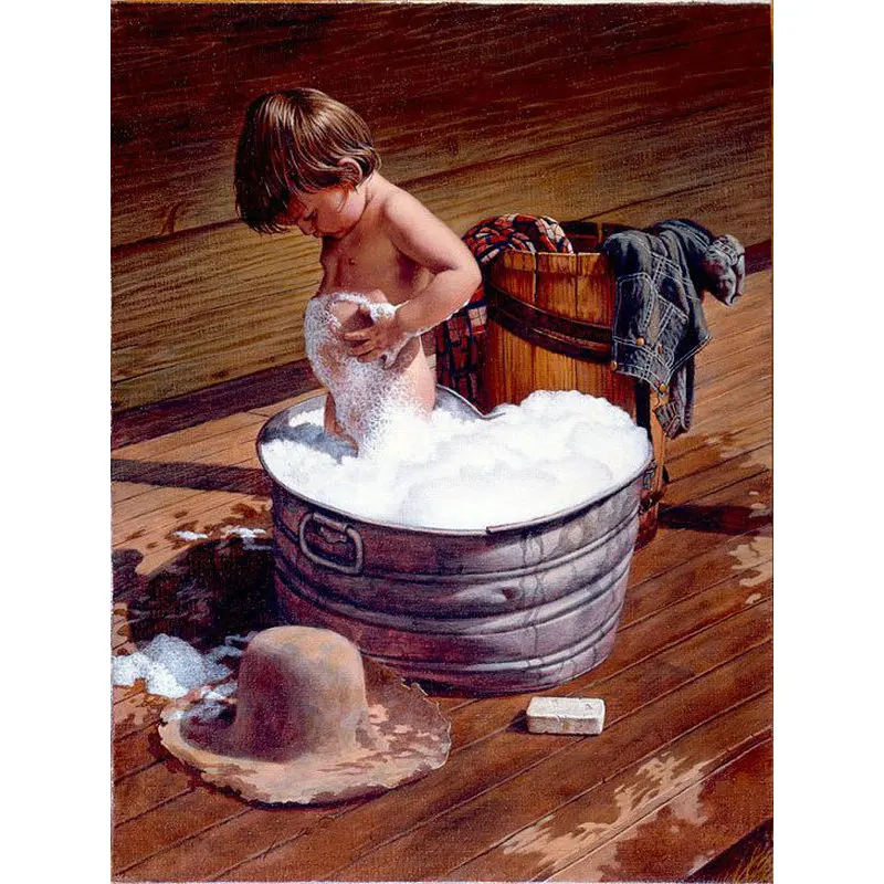 

Best-selling full square 5D DIY diamond painting "boy bath" diamond cross stitch diamond embroidery pattern rhinestone diamond