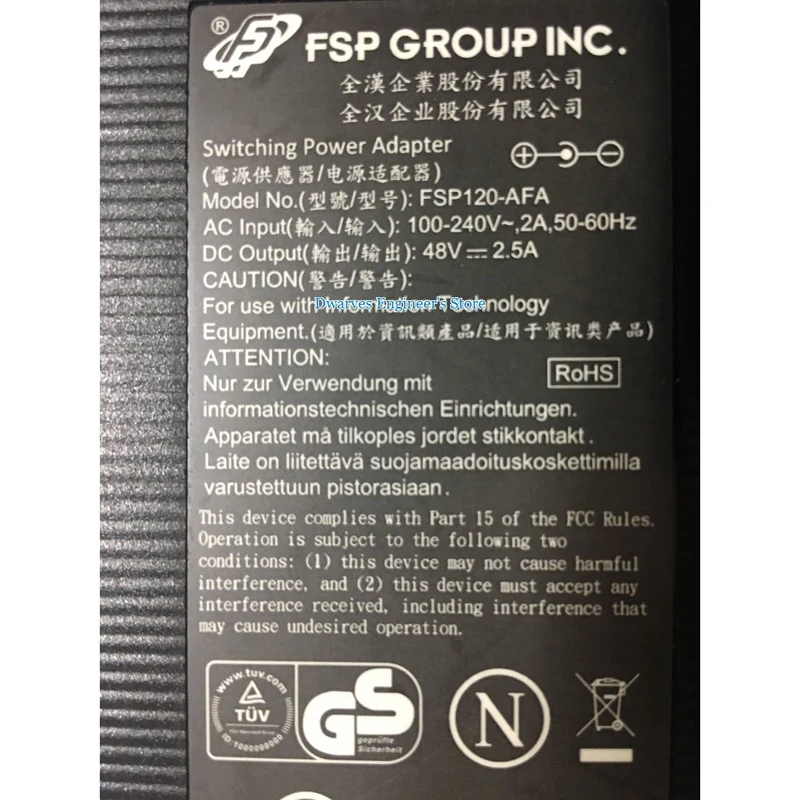 Подлинная FSP 120-AFA 48V 2.5A 120W AC адаптер Зарядное устройство для FSP 120-AFA AC адаптеры питания