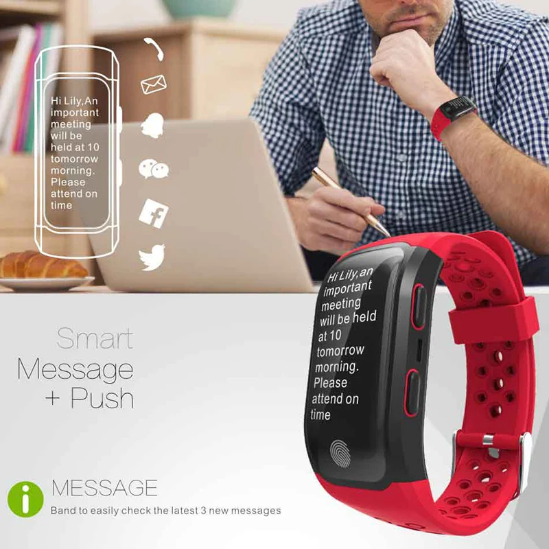 GPS Fitness Dynamic Heart Rate Smart Wristband IP68 Waterproof Smart Bracelet Tracker Watch for iPhone & Android