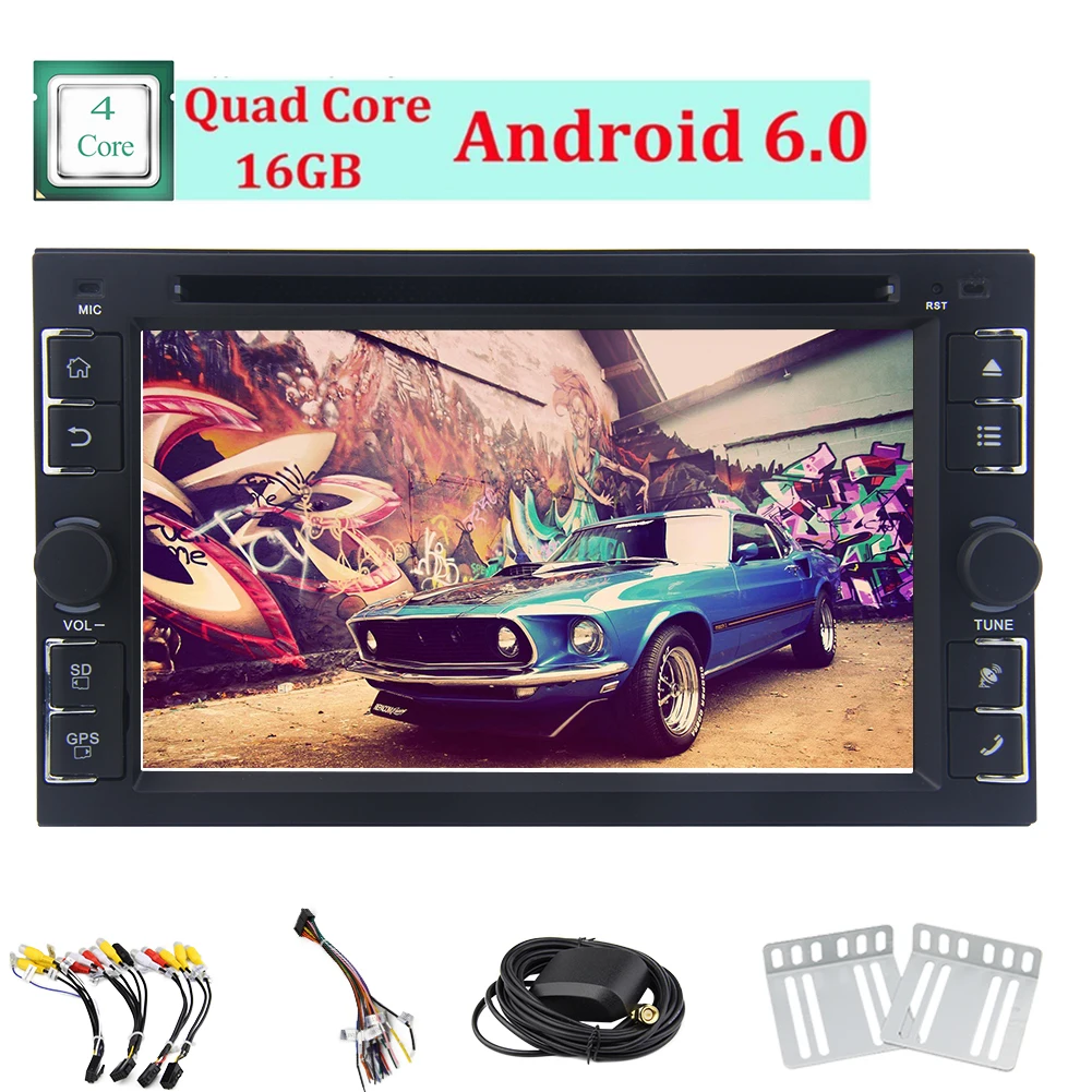 6," сенсорный экран Android 6,0 2 ГБ Автомобильный dvd-плеер 2Din gps Навигация стерео радио головное устройство Bluetooth зеркало-Ссылка/wifi/Sub/USB