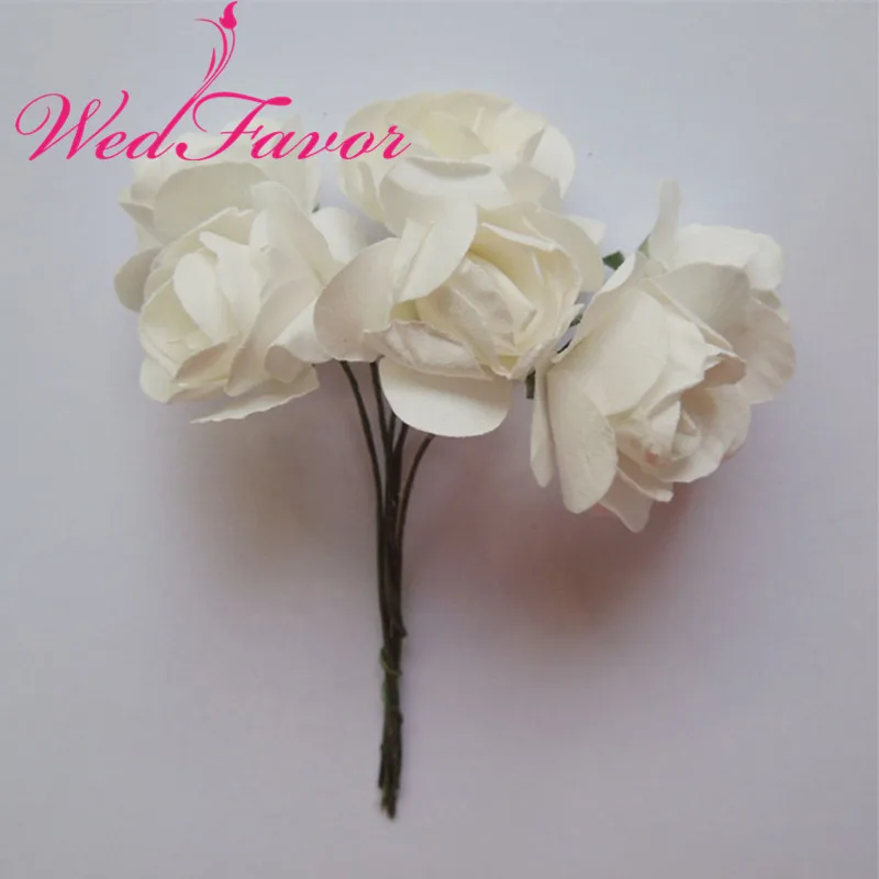 WedFavor 144 шт 3 см Искусственный Азалия тутового бумажный цветок роза букет для скрапбукинга Свадебная коробка венок украшения
