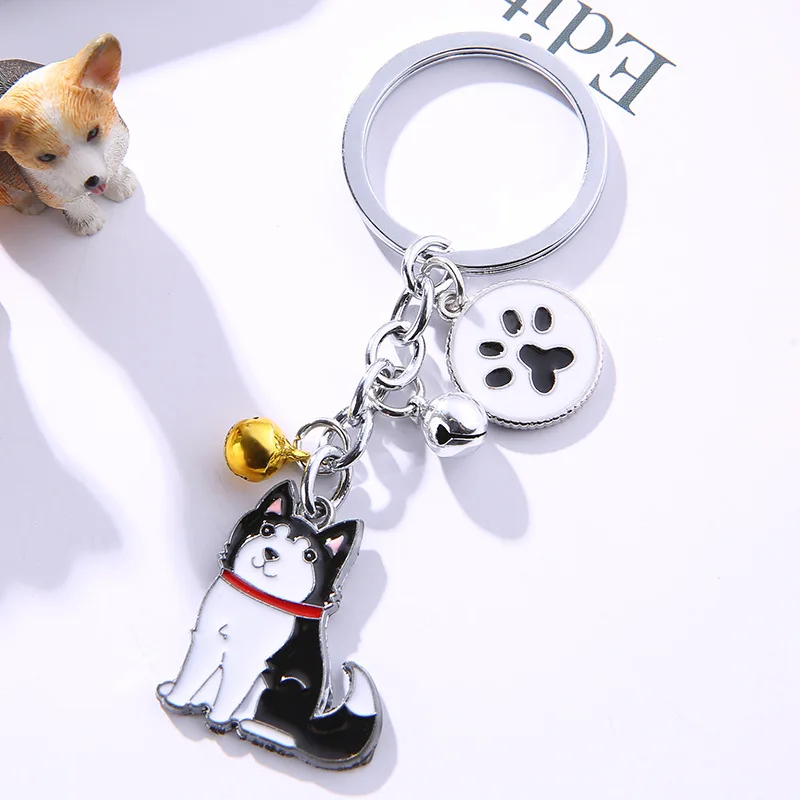 Pet аксессуар собака брелок металл брелок для ключей с домашним животным сумка Шарм Животных пара прекрасный подарок для домашних собак и котов ювелирные изделия 1 шт - Цвет: Серебристый