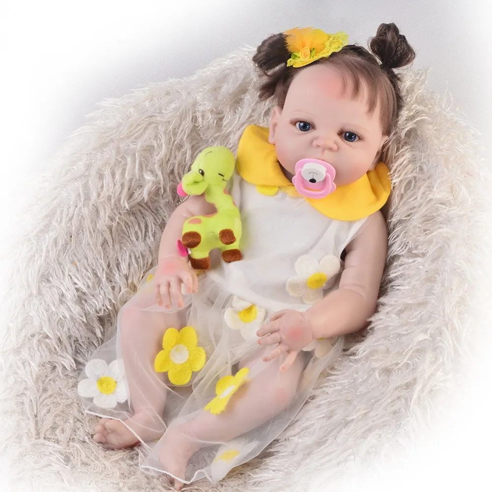 

55cm Full Silicone Vinyl Reborn Doll Princess Realistic Newborn Baby Bebe Alive Toy Birthday Gift Girls Play House Bathe Toy