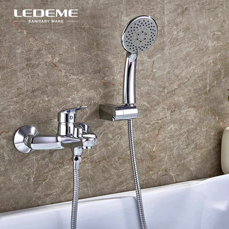 

LEDEME Bathtub Faucet Shower Set Copper Body Showers with 5-Function Handhead ABS Shower Head for Shower Mixer Tap L3251