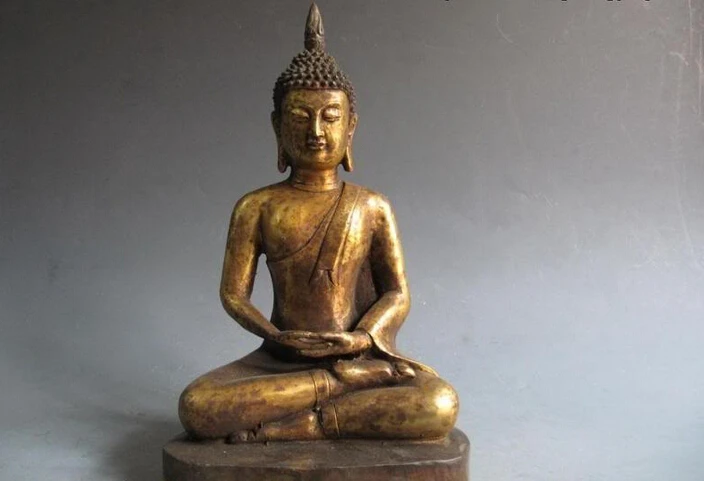

USPS to USA S2910 Tibet Buddhism classical Bronze Copper Carved Thailand Sakyamuni Buddha Statue (B0328)