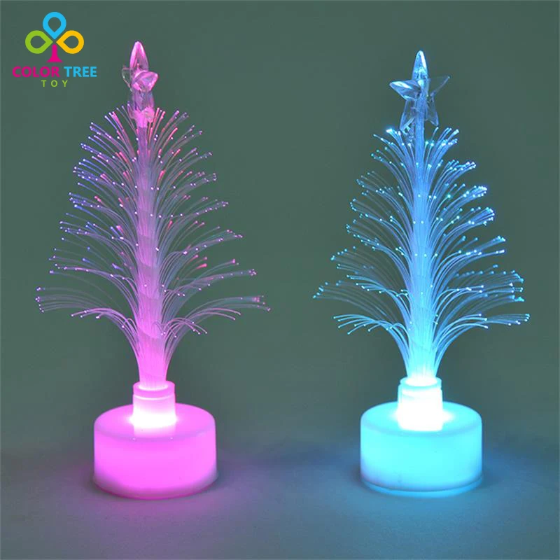 

Creative Colorful Discolor LED Lighting Mini Christmas Tree Christmas LED Toys Flash Fiber Light Toys Gifts For Children