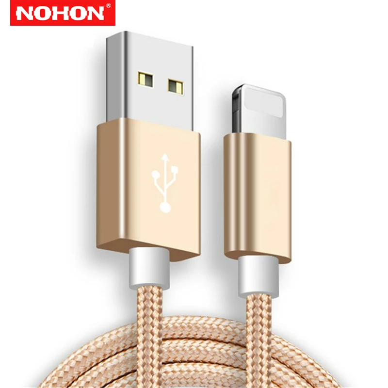 NOHON 3 m USB بيانات كابل الشاحن ل فون 5 5 S 5C SE 6 6 S 7 8 زائد X XS ماكس XR سريع شحن الهاتف المحمول المعادن مضفر الكابلات