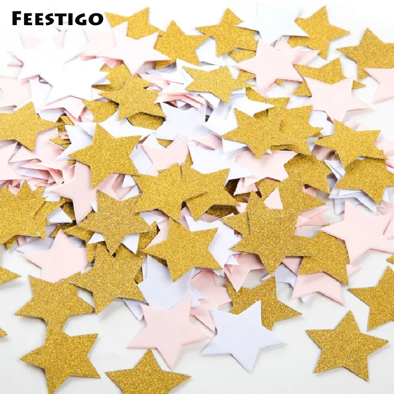 

100pcs/lot 3cm Gold Paper Heart/Star/Round Shape Throwing Confetti Wedding Birthday Baby Shower Table Cake Party Decoration