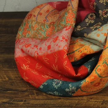 

New Pure Ramie material Beautiful pattern printing fabric Thin style in summer sewing fabric High-end dresses clothes tissus