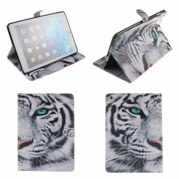 

Tiger Flip PU Leather Case for Apple iPad air 2 iPad mini 4 iPad 2 3 4 5 6 Case Tablet Smart Stand Cover With Card Holder #A