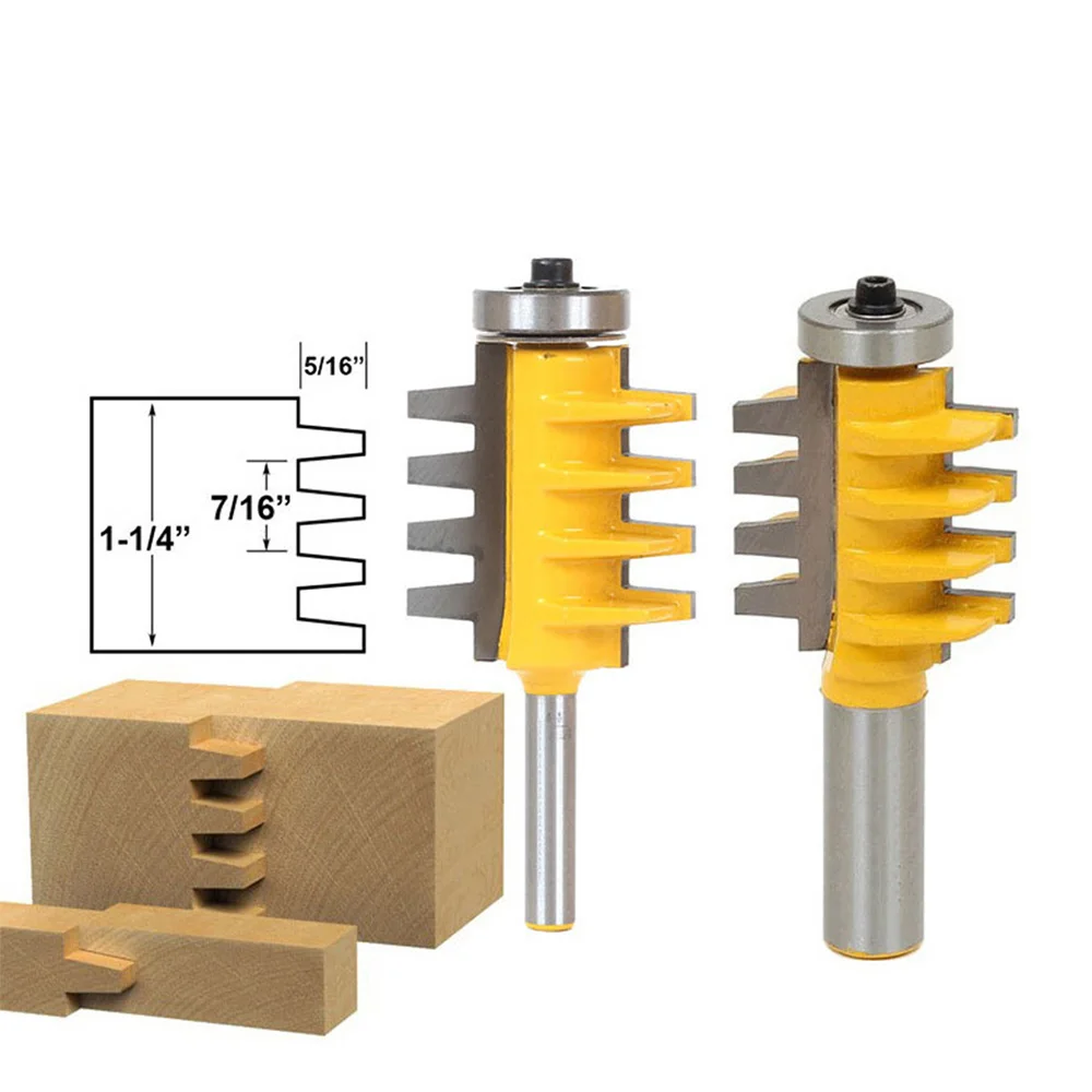 

1/4"Shank Rail Reversible Finger Joint Glue Router Bit Tenon Woodwork T Groove DIY Woodwork Milling Cutter Joint Glue Router Bit