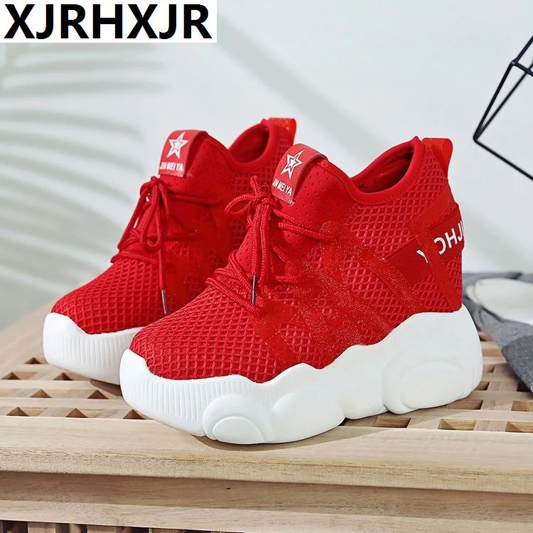 

2019 Spring/Summer women casual platform shoes hidden wedge heels boots women casual shoes Female Students Flats Boards Shoes