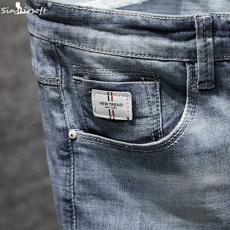 SINAIRSOFT Men's Denim Shorts Cotton Loose Casual Shorts Korean Version Of Slim Korean Summer Fashion Hole Trend Wild