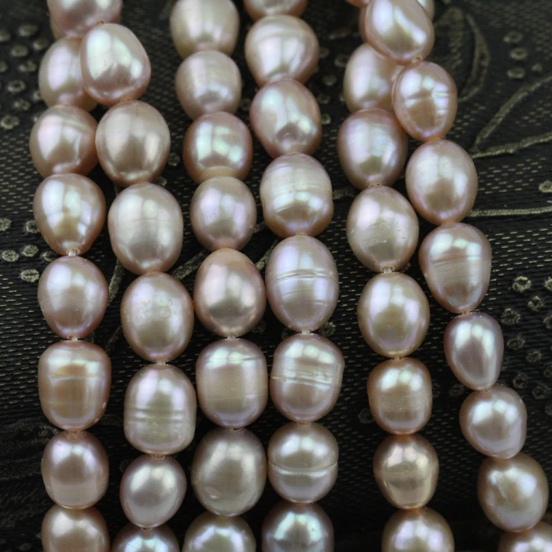 

6-7mm natural purple lavender color freshwater pearl strand,oval drop shape rice pearl bead strand wholesale,full drilled,