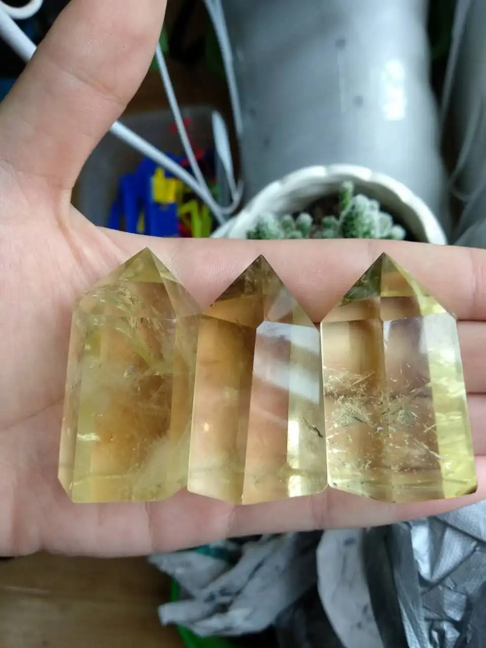 150g 3pcs Natural Citrine Quartz Crystal Wand Point Healing as gift | Дом и сад