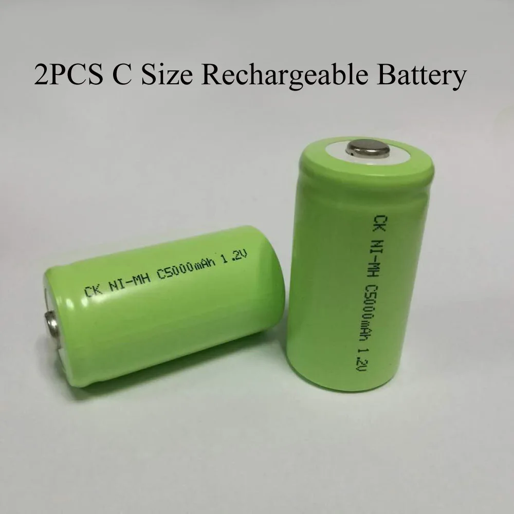 

Soravess 2PCS 5000mAh 1.2V C Size Ni-MH NiMH Rechargeable Battery with Low Self Discharge For Household Flashlight Water Heater