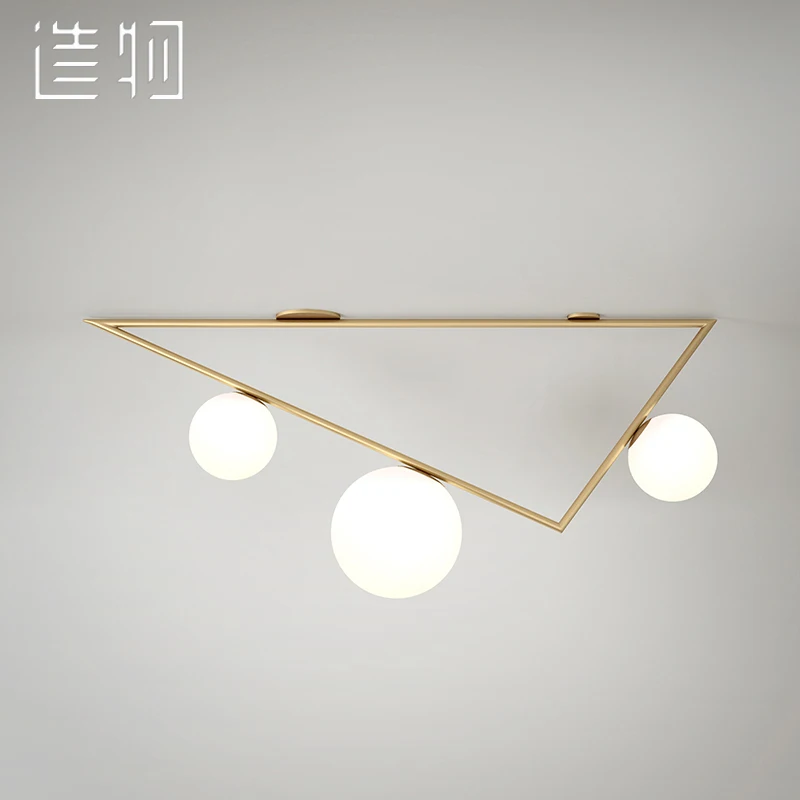 Designer chandeliers creation magic beans lamp postmodern golden triangle geometry droplight Nordic single window Designer chandeliers creation magic beans lamp postmodern golden triangle geometry droplight Nordic single window