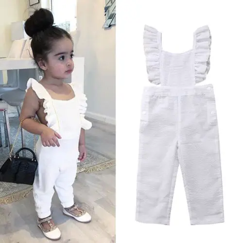 

Toddler Kids Girls Ruffle Romper Bodysuit Jumpsuit Trousers Clothes Outfits