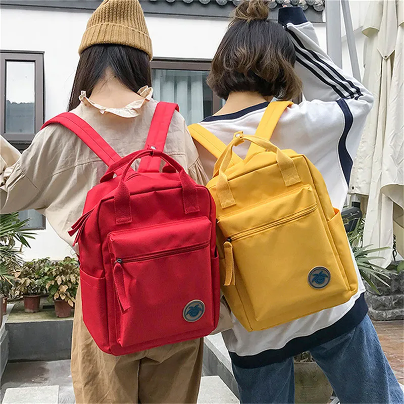 Женский желтый красный рюкзак, женский холщовый рюкзак для девочек-подростков, Повседневная дорожная сумка Mochila, большой ранец, школьные сумки для женщин
