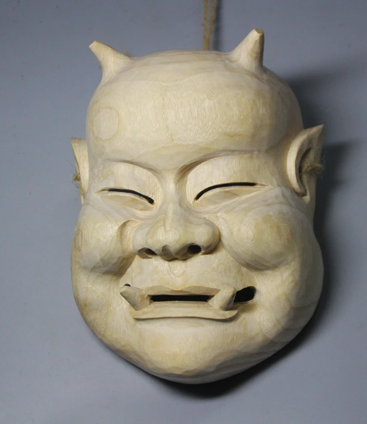 Японская Маска Noh призрак мать скульптура budha из массива дерева DIY Украшение для