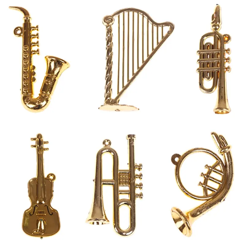 

Mini Plastic Musical Instrument Gold Christmas Tree Hanging Xmas Decor Good Gift For Friends Collecting
