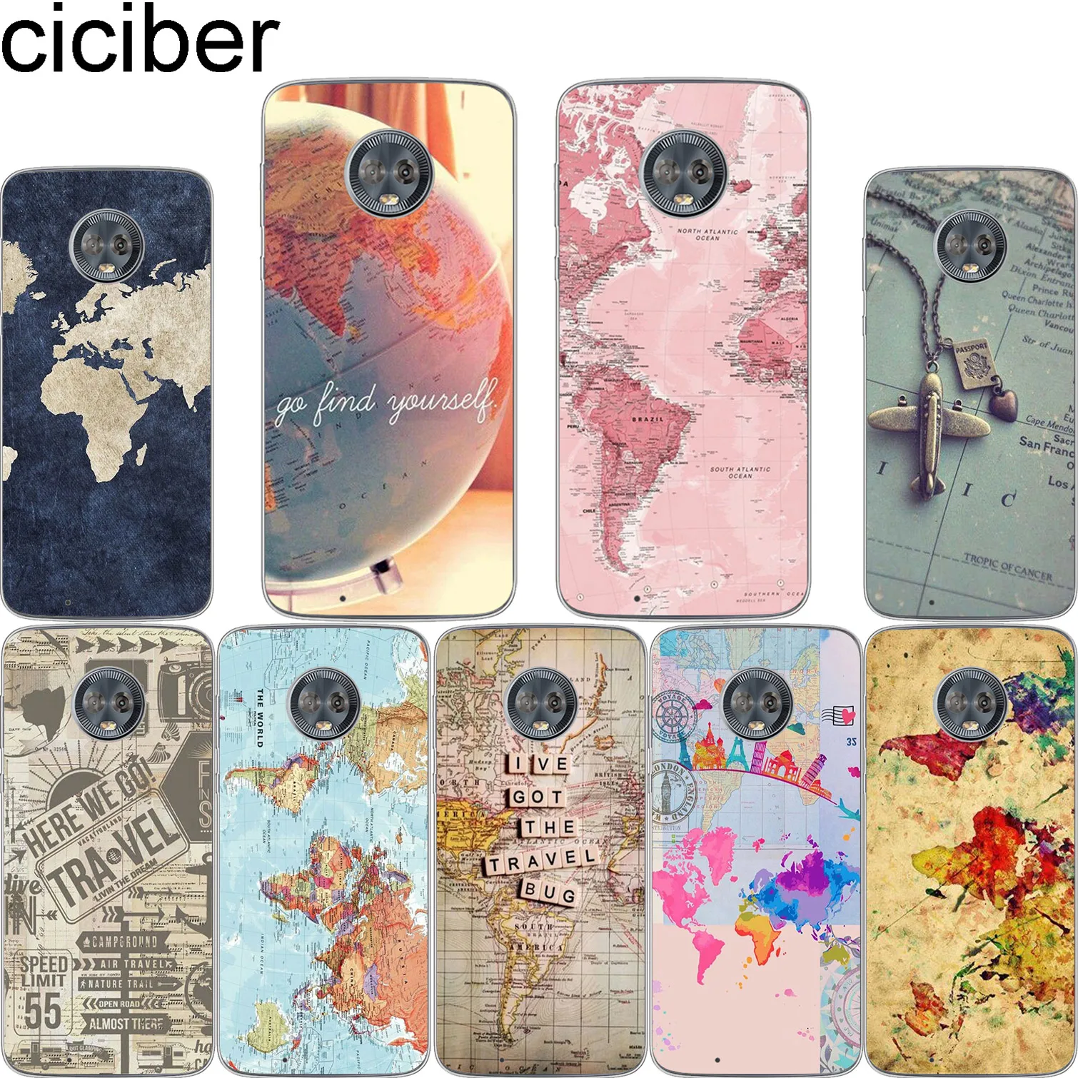 

ciciber Map For Motorola Moto C Z2 Z3 ONE P30 G4 G5 G5S G6 E3 E4 E5 Plus Play Power X4 M Soft Silicone Clear TPU Phone Cases