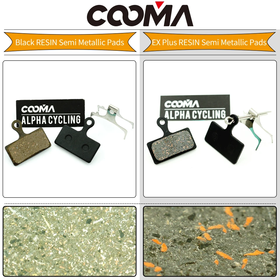 

COOMA's Disc Brake Pads For SHIMANO M9000, M9020, M988, M987, M985, M675, M615, R785, RS785, CX77, R517, R515; 1 Pair Resin