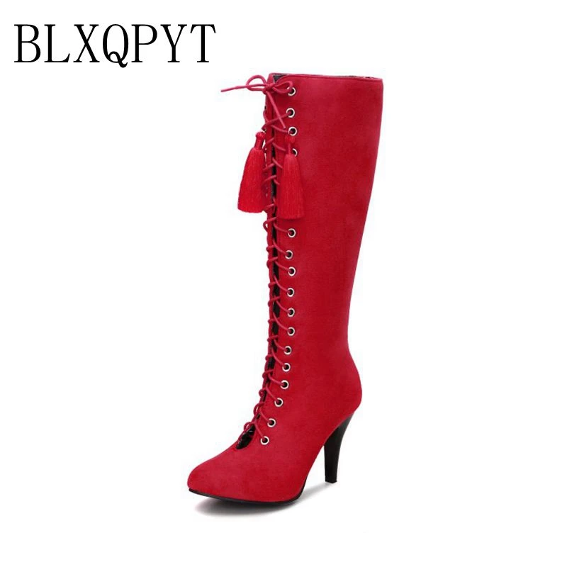 

BLXQPYT HOT super Size 31-48 Knee Boots for Women Sexy High Heels Long boots Winter Shoes Pointed Toe Platform Knight Boots 88-5