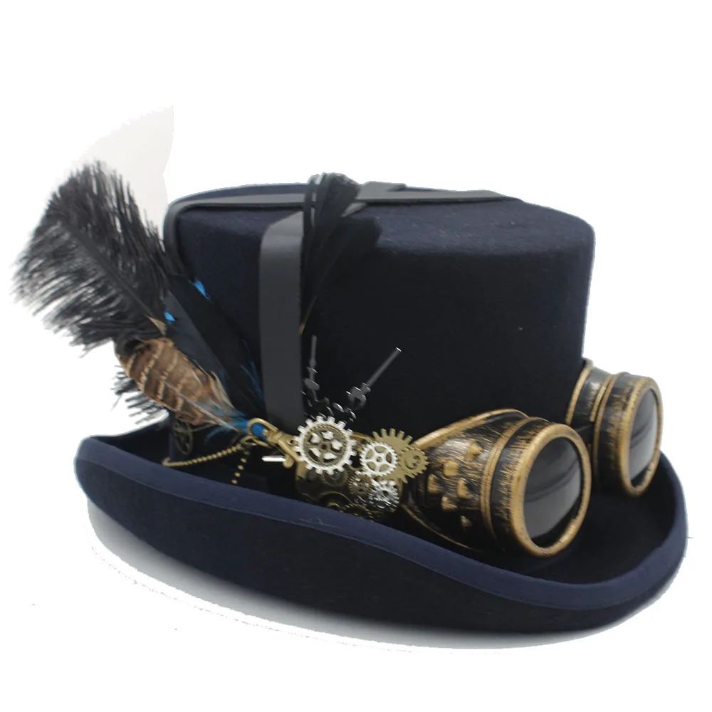 Женская и Мужская шерстяная шляпа ручной работы в стиле стимпанк с паровой