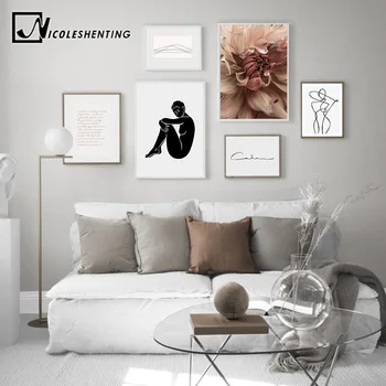 

Flower Abstract Art Canvas Poster Nordic Wall Painting Print Minimalist Decoration Picture Living Room Scandinavian Home Decor