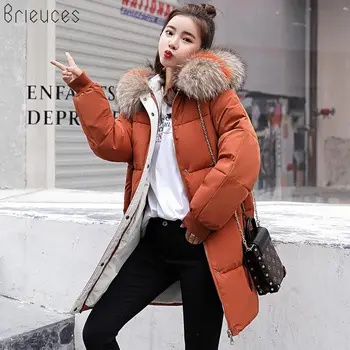 

Brieuces 2018 women winter hooded warm coat plus size candy color cotton padded jacket female long parka womens wadded jaqueta