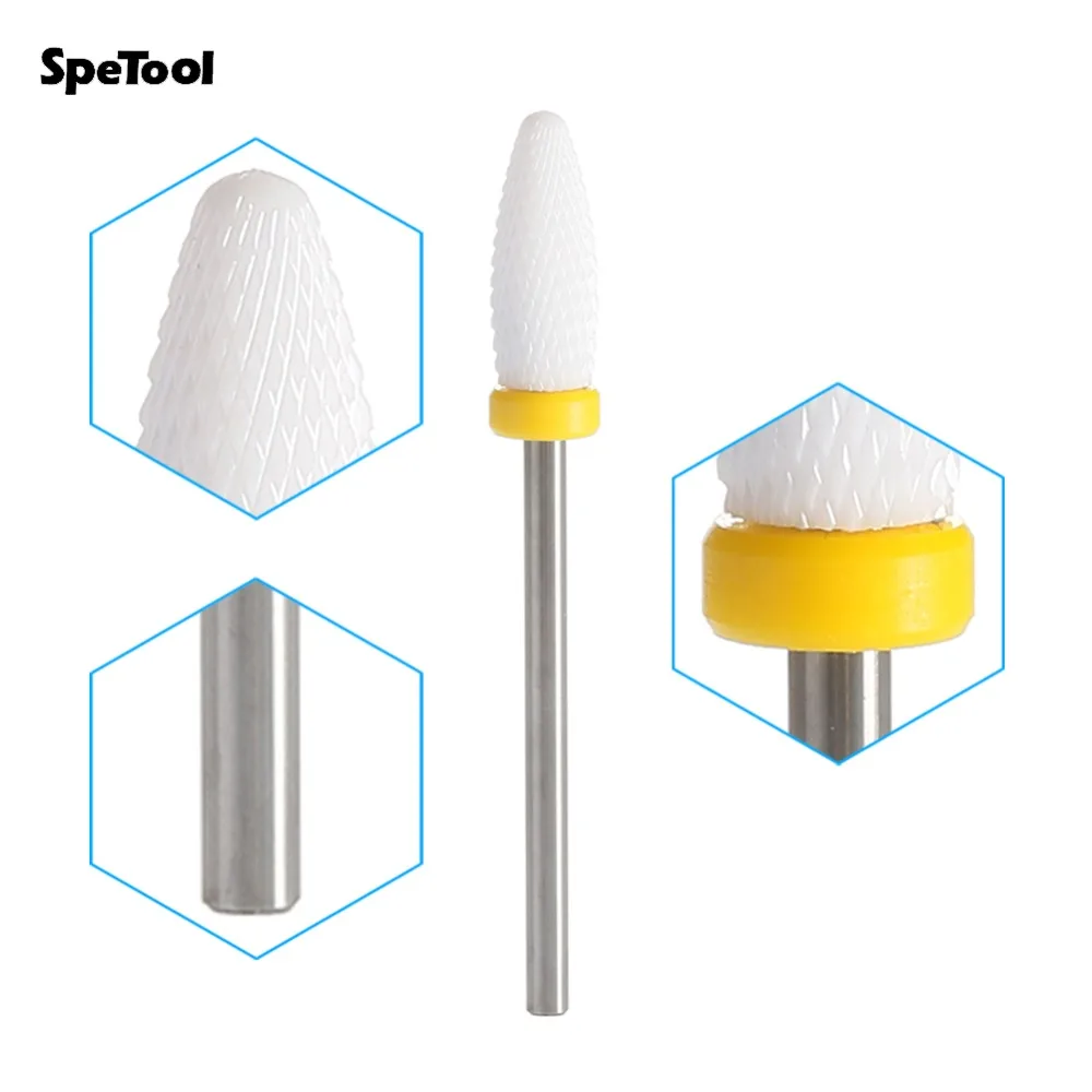 

SpeTool High Quality Ceramic Nail Bits Flame Shape Extra Fine Grit For Professonal Nail Art Salon Electric Manicure Nail File