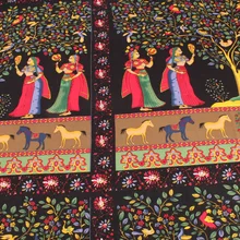 Винтажный этнический Индийский стиль Хлопок Лен Ткань лошадь девушка Лоскутная Ткань DIY швейный материал для стеганых изделий для сумок
