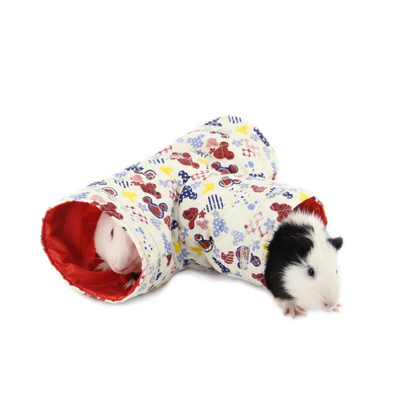 PipiFren Hamster Guinea Pig Tunnel Beige Yellow Blue Cartoon 3 Hole
