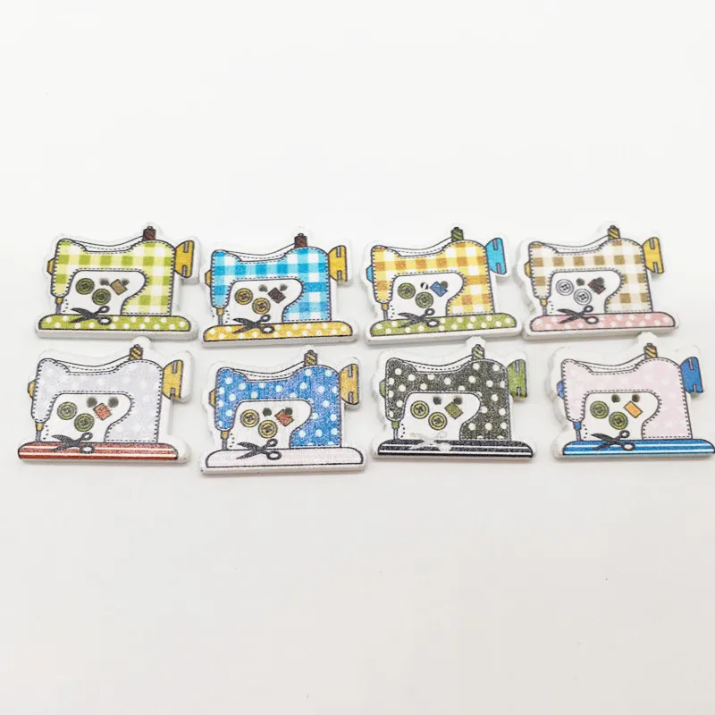 

Wood Buttons 50pcs/bag Cartoon Sewing Machine Style 2 Holes Wooden Buttons Sewing DIY Craft Needlework Accessories 22x28mm