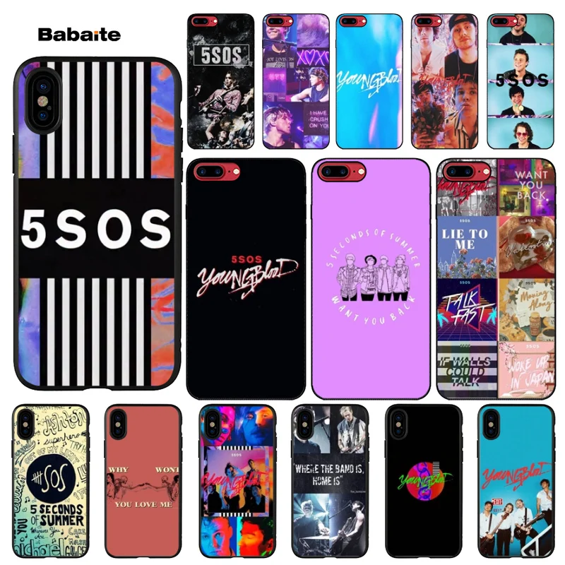

Babaite 5SOS Pattern TPU Soft Phone Accessories Cell Phone Case for Apple iPhone 8 7 6 6S Plus X XS MAX 5 5S SE XR Mobile Cover