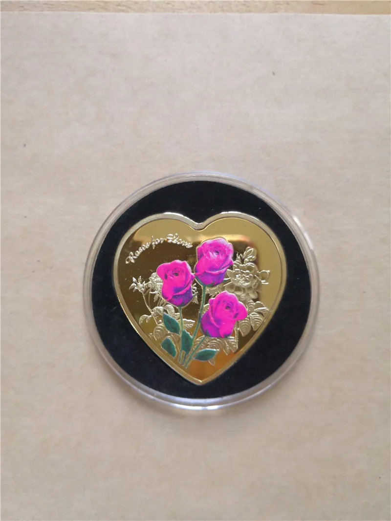 В форме сердца сувенирная монета для влюбленных подарок на день Святого Валентина серебряные позолоченные монеты - Цвет: D