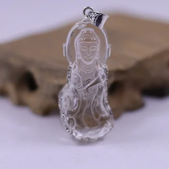 

S925 Silver Jewelery Natural Crystal Purple Lotus Pendant