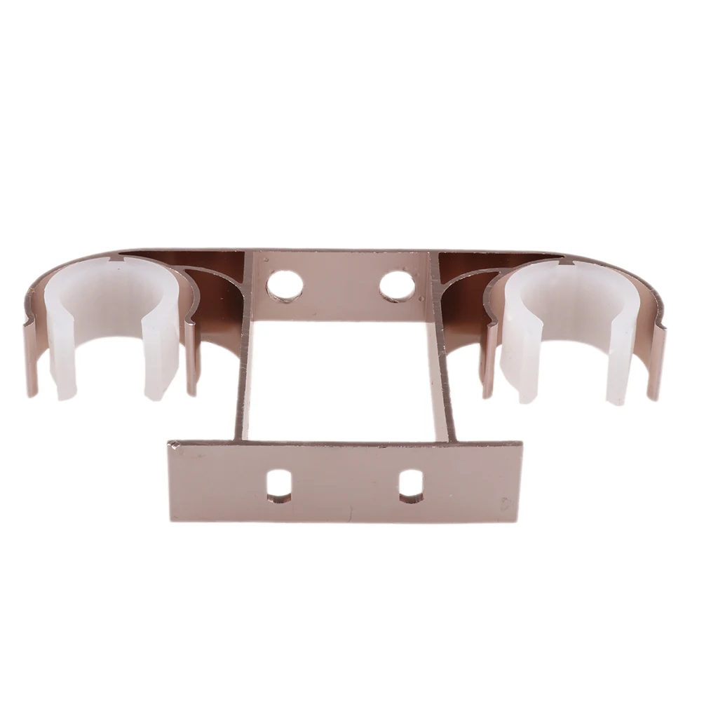 2x Aluminium Alloy Drapery Double Rod Support Bracket Curtain Pole Holder Wall Mounted Brackets Curtain Decorative Accessories