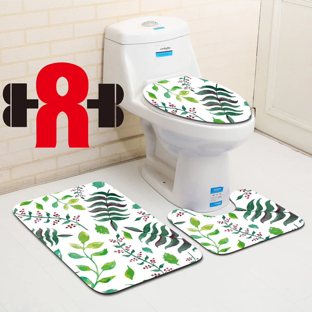 Коврик для ванной и унитаза. Набор ковриков для ванной "mati-01" 610-001/2-23. Коврики для унитаза и умывальника. Коврик для туалета с вырезом. Комплект ковриков iddis 242m590i13, 60х90 см, 50х50 см.