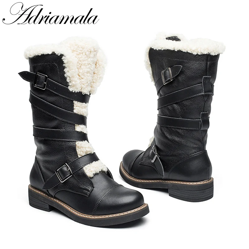 Для женщин зимние ботинки 2017 женская обувь натуральная кожа круглый носок