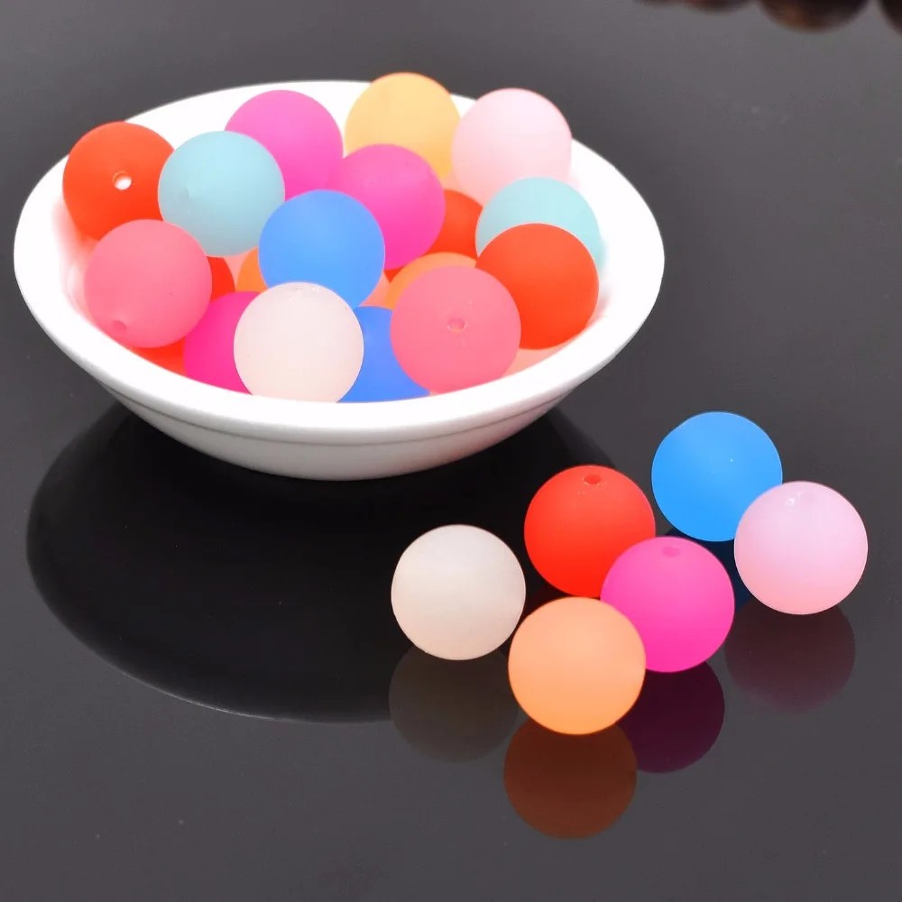

14mm 20pcs Frosted 80%Transparent Round DIY Fluorescence Acrylic loose jewelry beads for Making necklace bracelet accessories