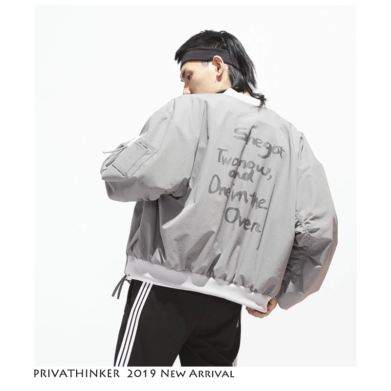 Privathinker Men Streetwear Bomber Jacket 2019 Mens Hip Hop Baseball Jacket Male Harajuku Embroidery Funny Windbreaker Jacket