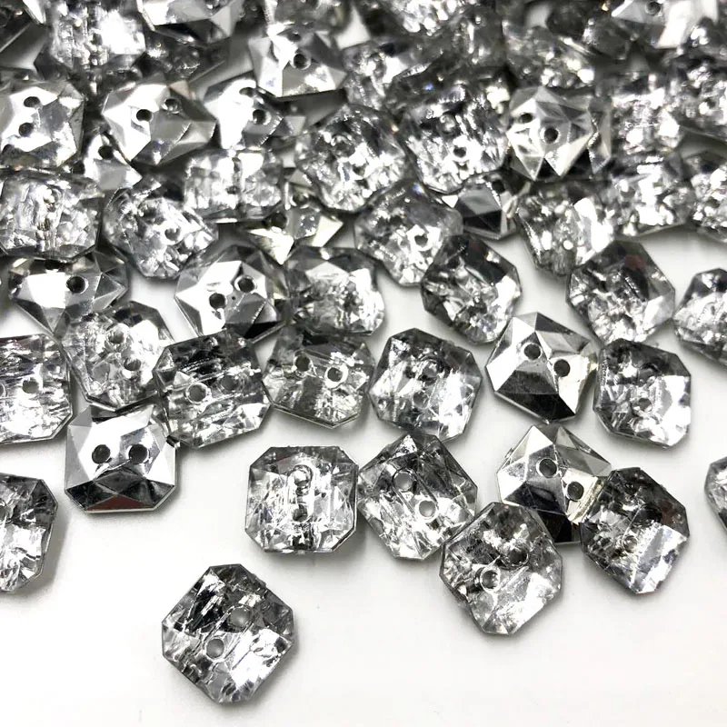 100 pcs Square acrylic buttons shirt 2 holes flower shape garment sewing accessories notions DIY crafts PT289 | Дом и сад