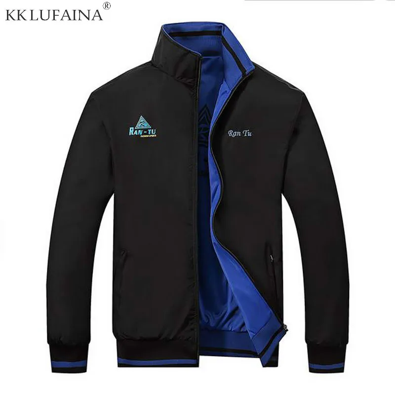 

Double Side Wear Men's Bomber Jacket Polo Windbreaker Sportswear Waterproof Outwear Mens jackets and coats for male raincoat 5xl