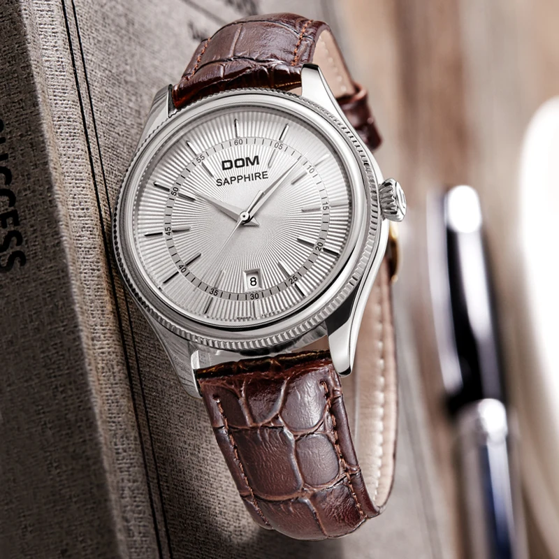 DOM мужские часы Топ бренд класса люкс водонепроницаемые кварцевые кожаные знаменитые часы мужские Relogio Masculino M-518L-7M