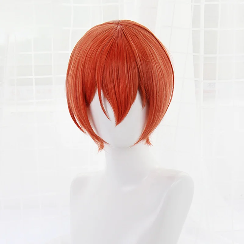 

Love Live Rin Hoshizora Cosplay Wigs Short Orange Heat Resistant Synthetic Hair Perucas Cosplay Wig+Wig cap