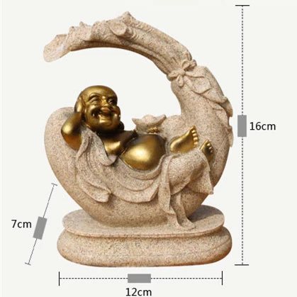 Игрушки для взрослых из натурального песка и камня, статуэтки Будды, религиозные статуэтки Будды Майтреи, миниатюры, креативные подарки, Декор - Цвет: Золотой