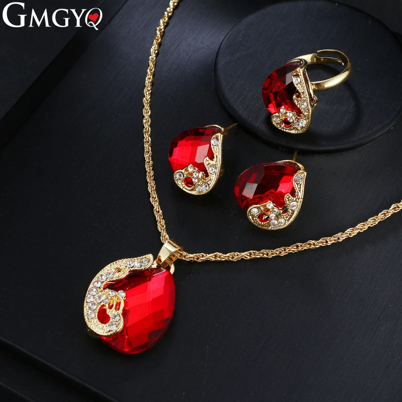 

GMGYQ Luxury Crystal African Beads Jewelry Set 2018 Nigerian Wedding Fashion Jewelry Womens Accessories Gift Set For Women