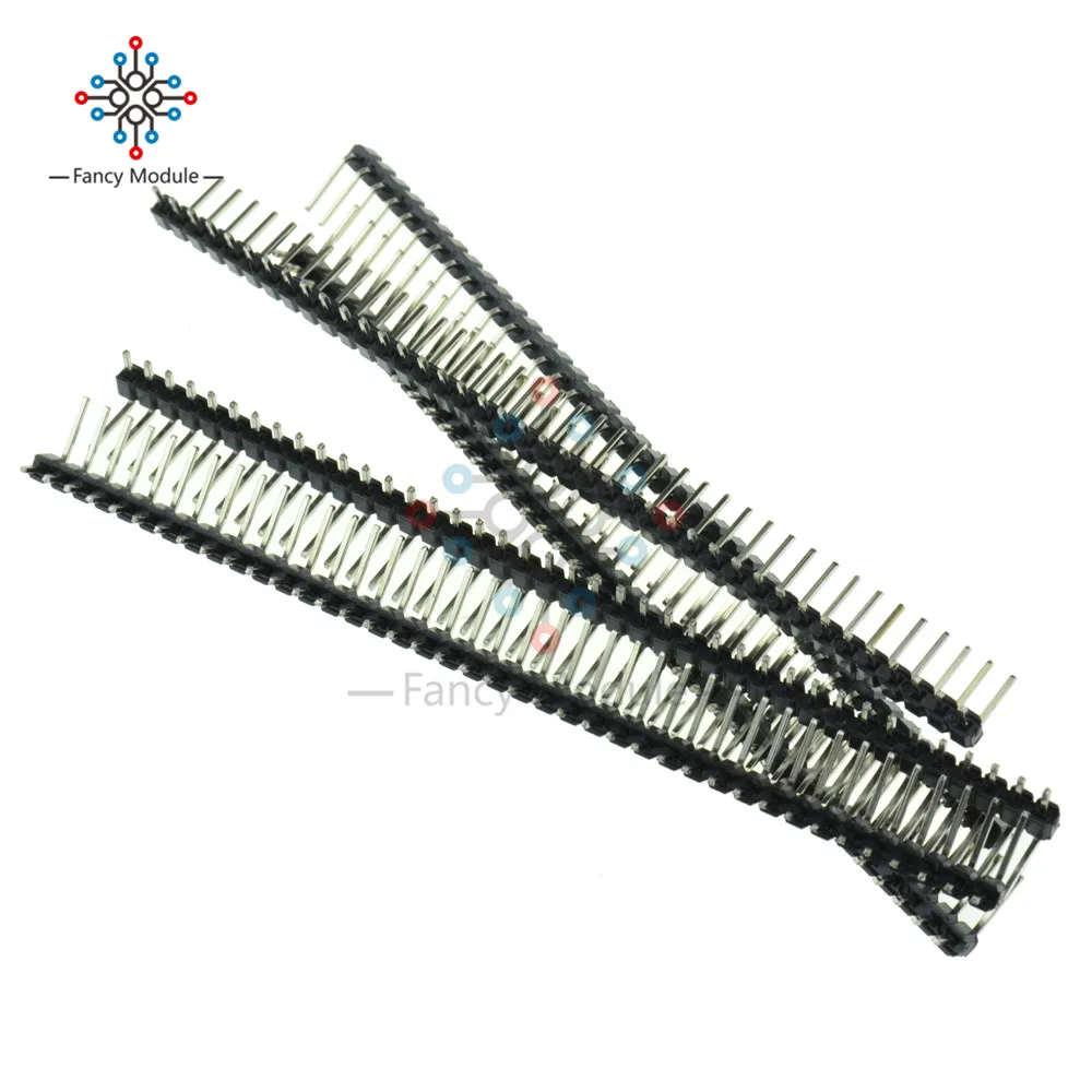 

Hot Sale 10pcs 40 Pin 1x40 Single Row Male 2.54mm Breakable Pin Header Right Angle Connector Strip